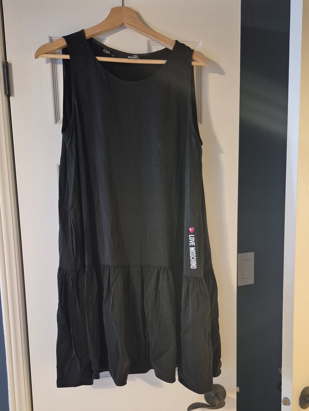 Love Moschino Tunic Dress Size 8 Ruffle Hem Pockets Black